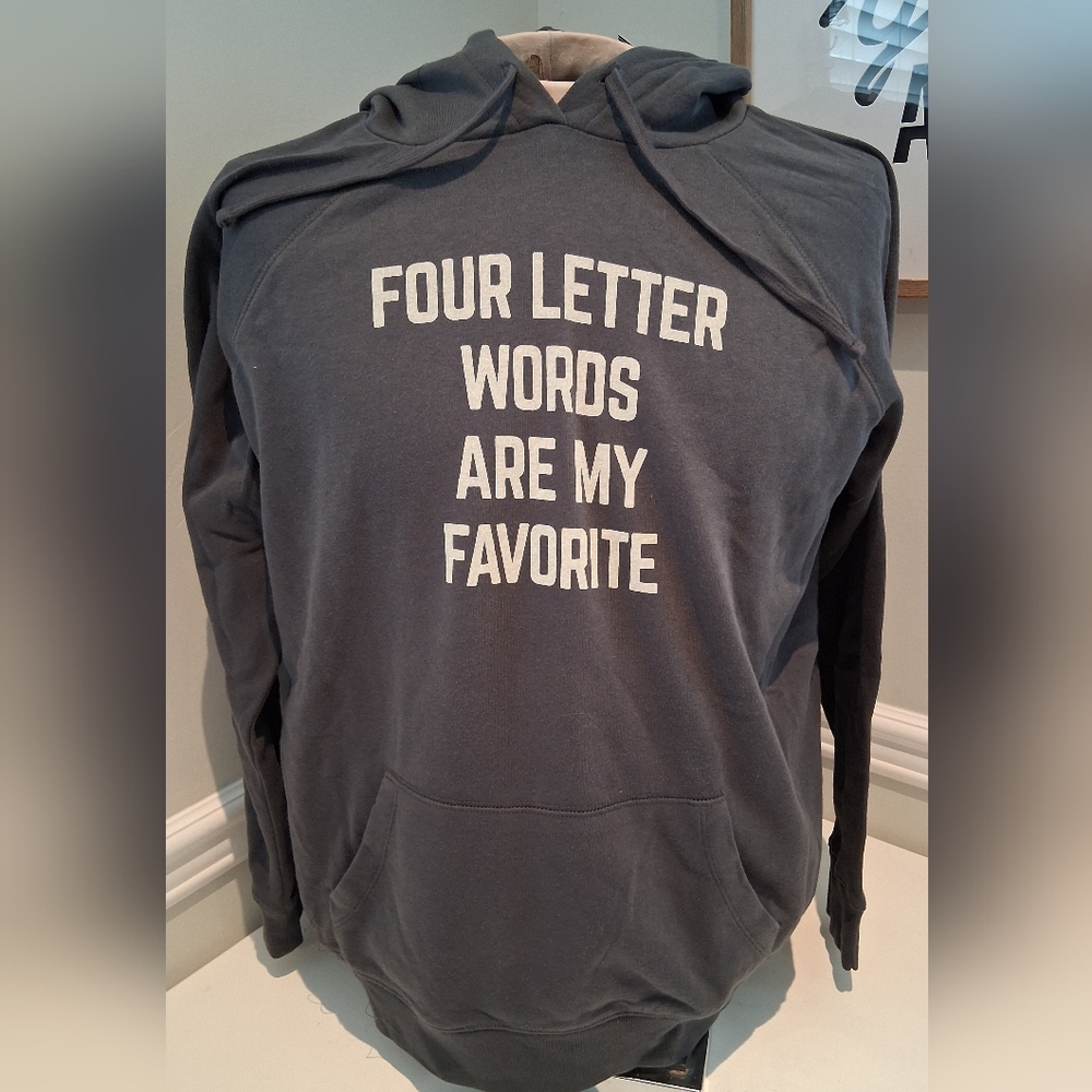 Torrid Grey Graphic Hoodie With White Text Four Letter Words Sz 1 NWT